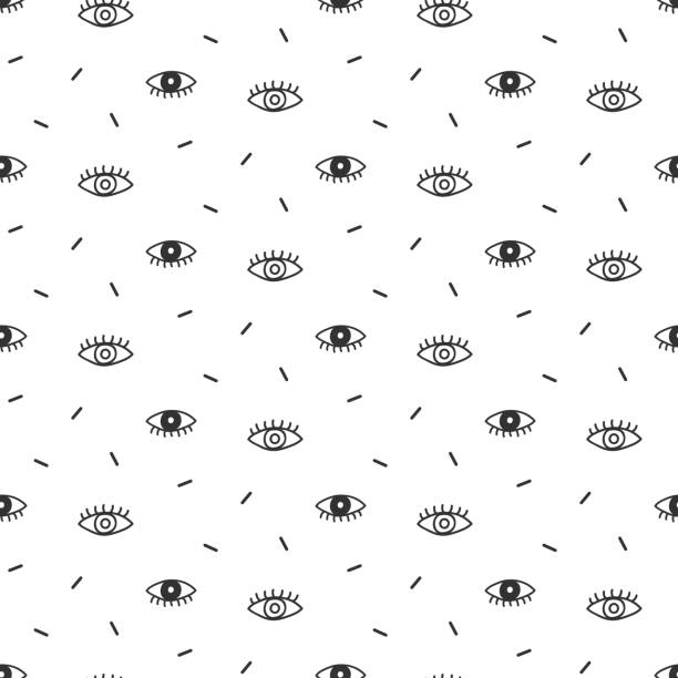 Hand drawn seamless pattern with open and winking eyes isolated on white Hand drawn seamless pattern with open and winking eyes isolated on white. Vector illustration. eye patterns stock illustrations