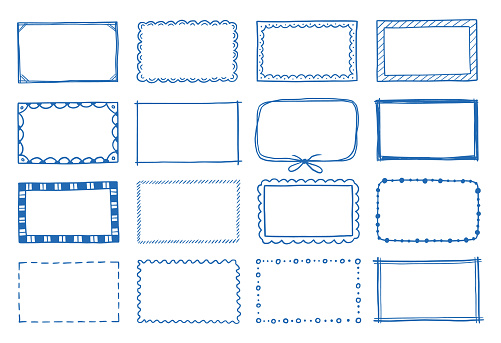 Hand drawn set of rectangle frame