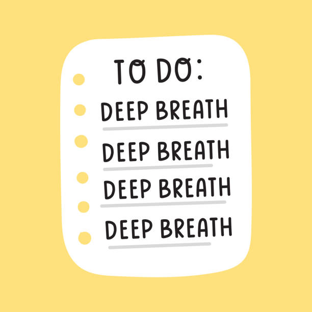 Hand drawn to do list: deep breathe. Vector illustration on yellow background. to do list stock illustrations
