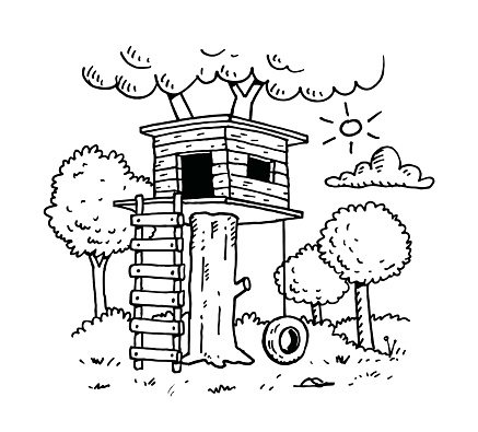Hand drawn tree house
