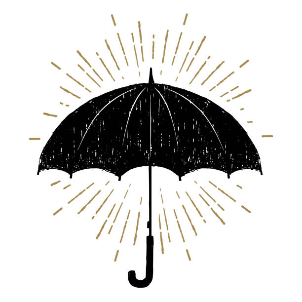 Hand drawn umbrella vector illustration. Hand drawn umbrella textured vector illustration. umbrella stock illustrations