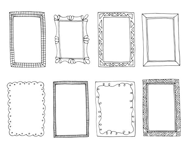 hand drawn vector frames set hand drawn vector frames set picture frame stock illustrations