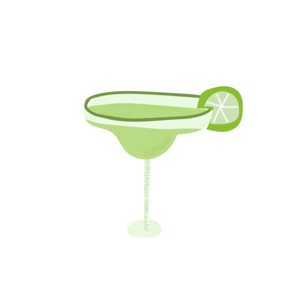 Hand drawn vector illustration of margarita cocktail with lime. Isolated on white background. Hand drawn vector illustration of margarita cocktail with lime. Isolated on white background cocktail clipart stock illustrations