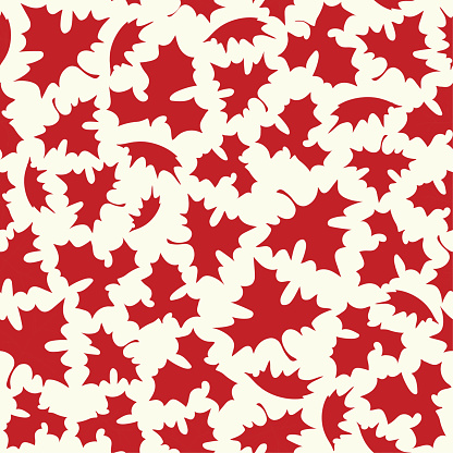 Hand drawn vector seamless pattern with maple leaves. Canadian maple leaf