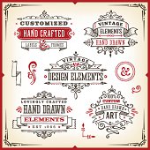 A set of hand drawn vintage labels. EPS 10 file, no transparencies, layered & grouped, 