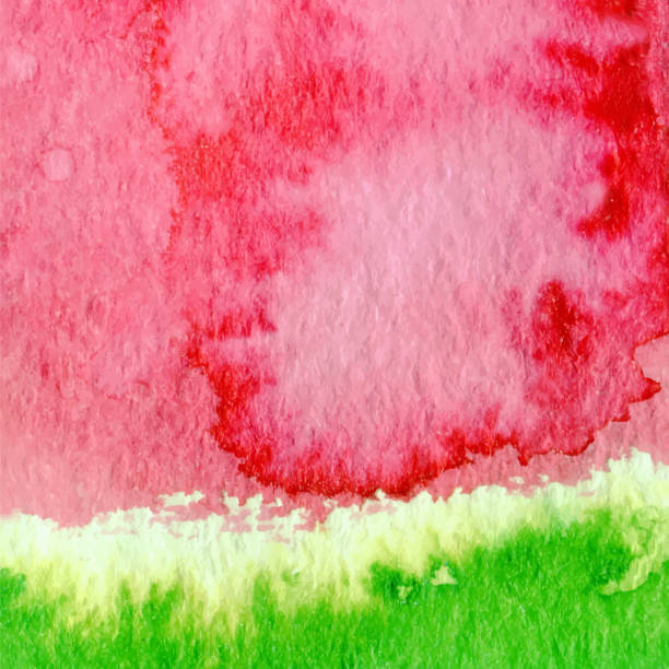 handgezeichnete aquarell wassermelone abstrakte farbe textur. vektor nass hintergrund. - brushed eco vector stock-grafiken, -clipart, -cartoons und -symbole
