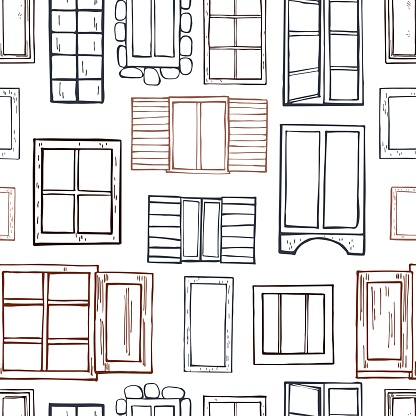 Hand drawn  
windows.  Vector  seamless pattern