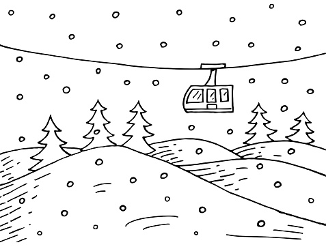 Hand drawn winter landscape
