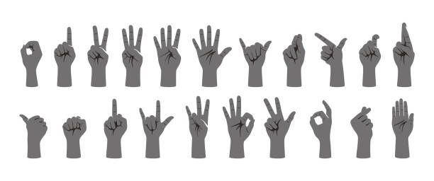 hand gesticulate symbol set, vector illustration hand gesticulate symbol set, vector illustration hand symbols stock illustrations