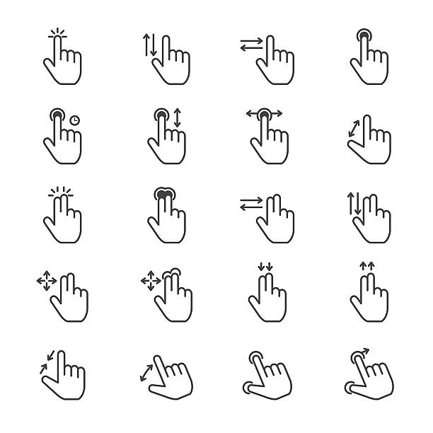 illustrazioni stock, clip art, cartoni animati e icone di tendenza di mano gesto icone linea - pizzicotti