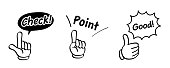 Hand gestures and words icon set