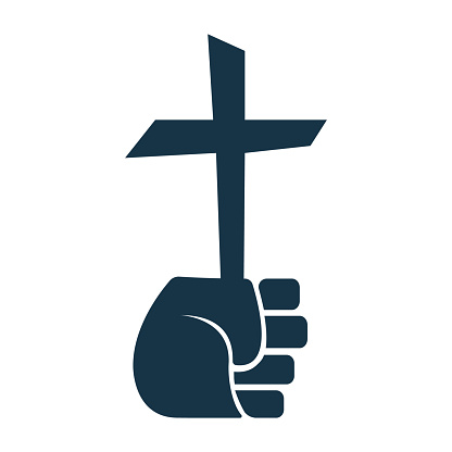 Hand hold Christ cross logo.
