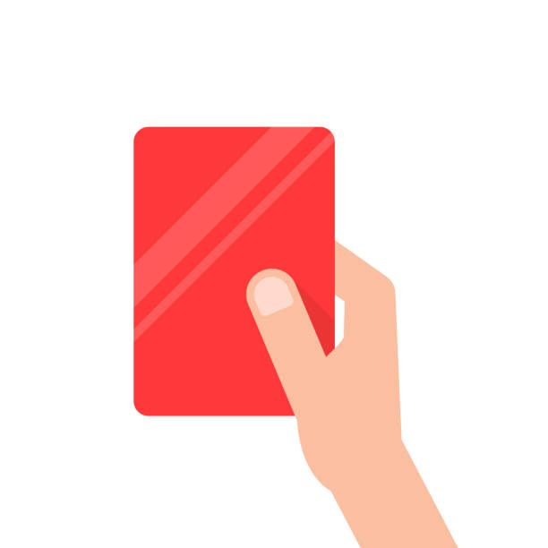 hand mit roter fußballkarte - spielkarten tabu vektor stock-grafiken, -clipart, -cartoons und -symbole