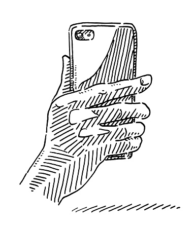 Hand Holding Smart Phone Taking A Photo Drawing