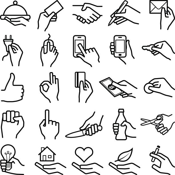ilustrações, clipart, desenhos animados e ícones de ícones de mão - aperto de mãos