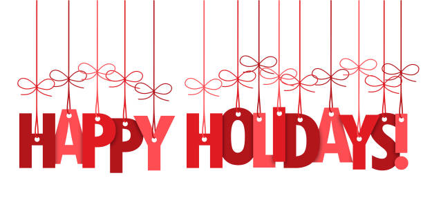 ilustraciones, imágenes clip art, dibujos animados e iconos de stock de feliz holidays pancarta tipográfica de letras a mano - happy holidays