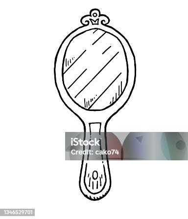 istock Hand mirror sketch illustration 1346529701
