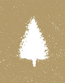 hand drawn Christmas tree with falling snow in the background.  You can edit the colors or sizes easily if you have Adobe Illustrator or other vector software. All shapes are vector