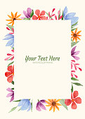 istock Hand painted of flower watercolor as background frame. 1364768135