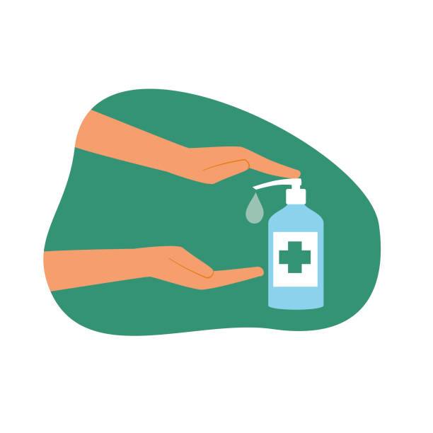 Hand sanitizer Covid-19 prevention vector art illustration