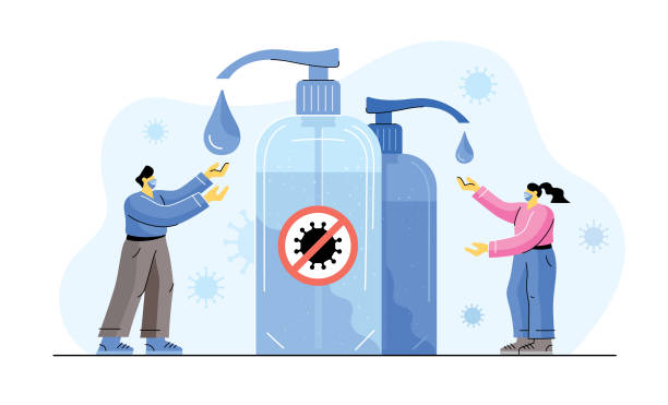 Hand sanitizer vector art illustration