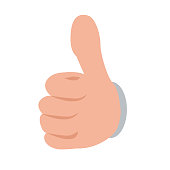 istock Hand showing thumbs up button from front view. Flat and solid color vector illustration. 1310857314