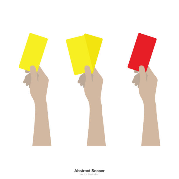 stockillustraties, clipart, cartoons en iconen met hand showing yellow card and red card on white background. - gele kaart