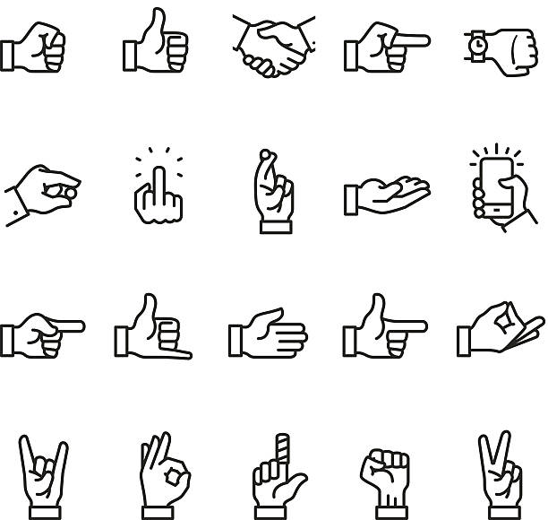 Hand sign icon Hand sign vector icons collection. hand symbols stock illustrations