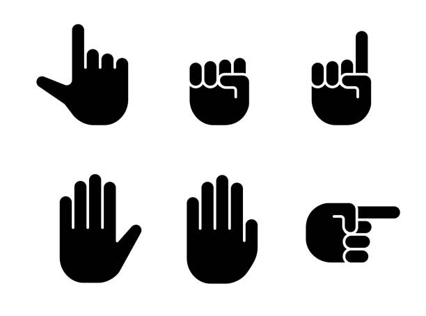 hand sign set hand sign set stop gesture stock illustrations