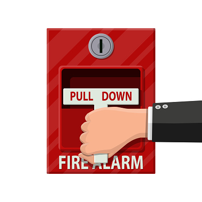 Hand switch fire alarm system. Fire equipment.