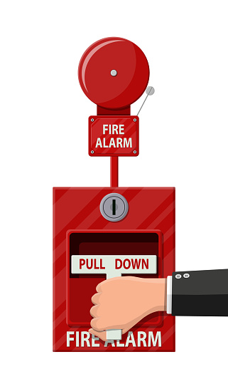 Hand switch fire alarm system. Fire equipment.