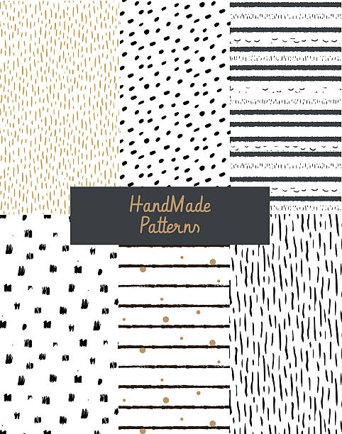 Hand textures of ink Hand drawn textures. Design elements: lines, spots, dots, circles, brushstrokes. Patterns for fabrics or background. homemade stock illustrations