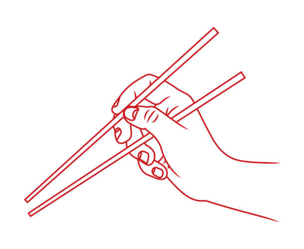 Hand with chopsticks Vector illustration of the Hand with chopsticks chopsticks stock illustrations