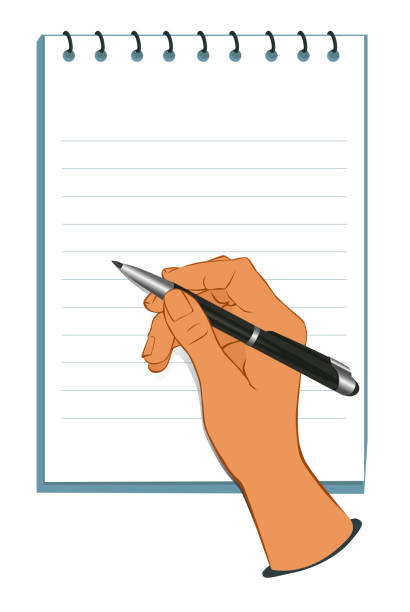hand writes notes hand writes notes in the notepad with pen writing activity borders stock illustrations