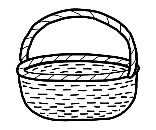 ручная корзина - clip art of a empty basket stock illustrations.