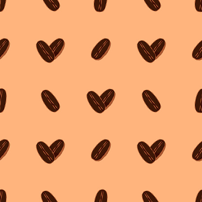 Hand-drawn cute seamless illustration - Coffee beans.