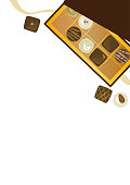 Hand-drawn illustration of a chocolate assortment box