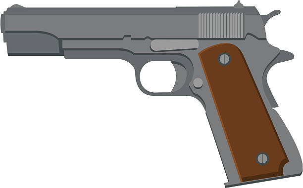Handgun Vector Illustration of a 1911-style automatic pistol nra stock illustrations