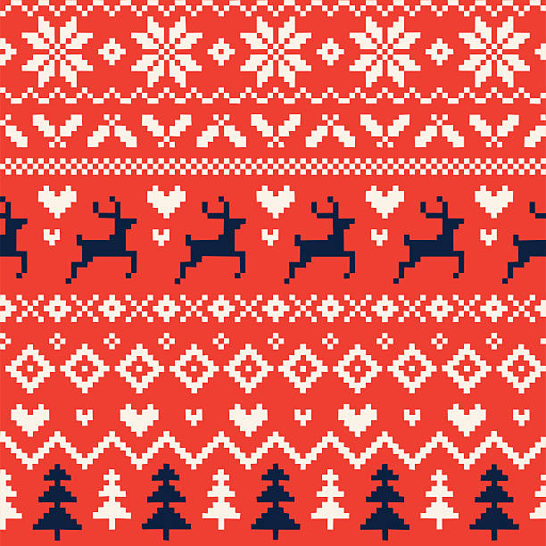 handmade seamless christmas pattern with reindeer, hearts, christmas trees and snowflakes - 芬蘭拉普蘭區 幅插畫檔、美工圖案、卡通及圖標