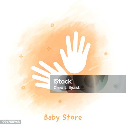istock Handprint Line Icon Watercolor Background 994288968