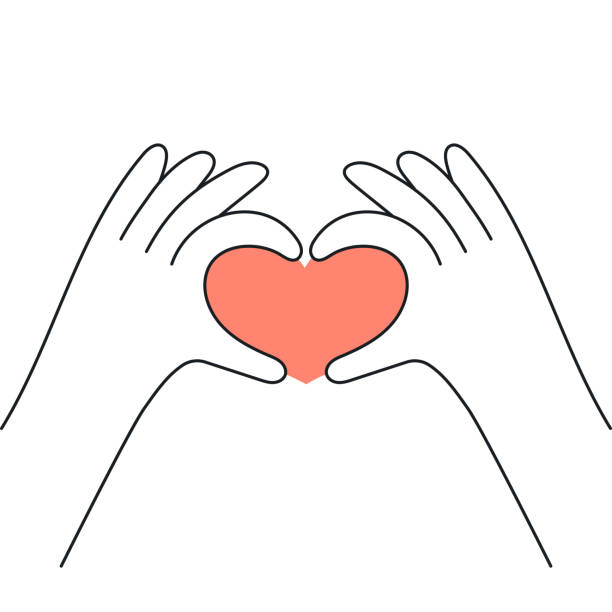 Hands are making a heart with fingers vector art illustration