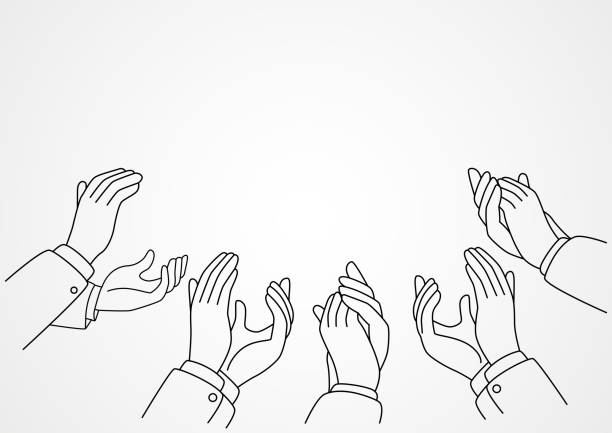 Hands clapping Line art vector illustration of hands clapping applauding stock illustrations