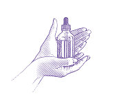 Hands holding CBD Oil bottle and pipette