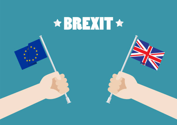 持有歐盟和英國聯合傑克國旗的手 - manchester united 幅插畫檔、美工圖案、卡通及圖標