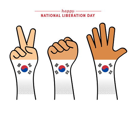 Hands Raised for National Liberation Day of Korea