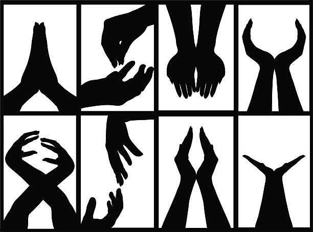 Hands signs silhouette Hands signs silhouette isolated  hand silhouettes stock illustrations