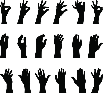 Hands gesture silhouettes