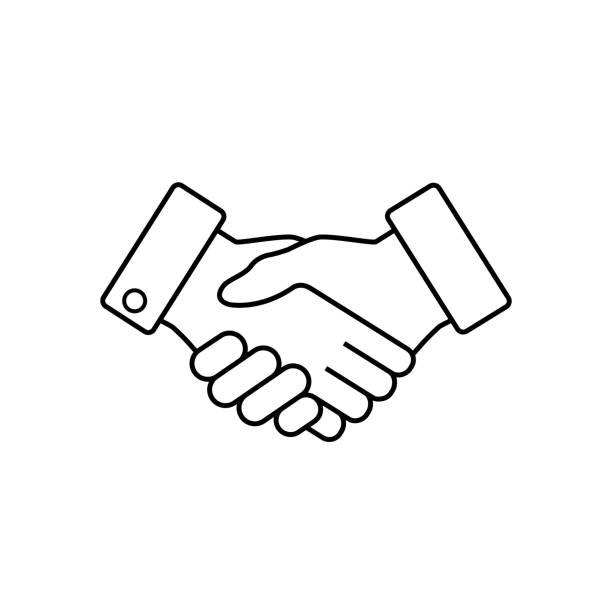 ilustraciones, imágenes clip art, dibujos animados e iconos de stock de protocolo empresarial icono, vector. - handshake