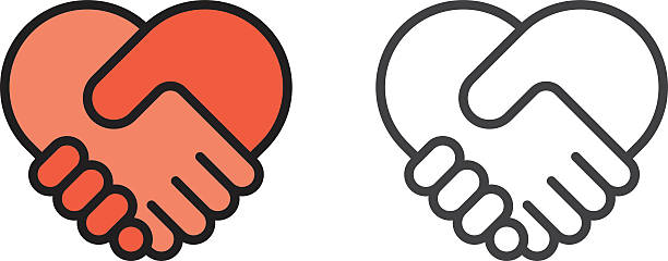 Handshake heart icon Handshake heart. Vector icon. Files included: Vector EPS 10, JPEG 4000 x 2000 px, transparent PNG, AI 17 holding hands stock illustrations