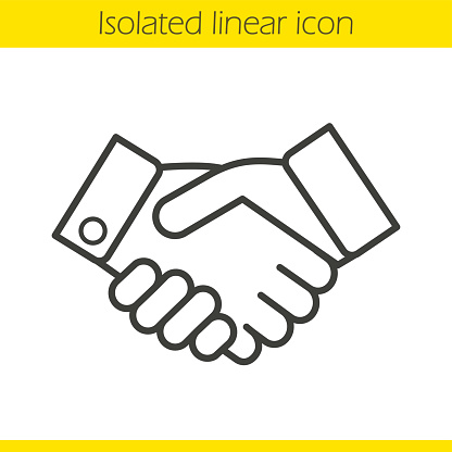 Handshake linear icon. Partnership. Thin line. Vector